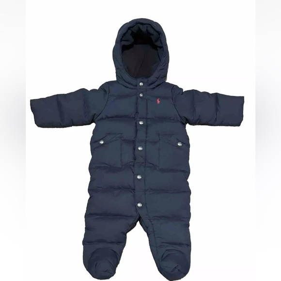 Polo RALPH LAUREN Navy Blue Baby Cold Weather Snowsuit Newborn 6 Months - Picture 1 of 6